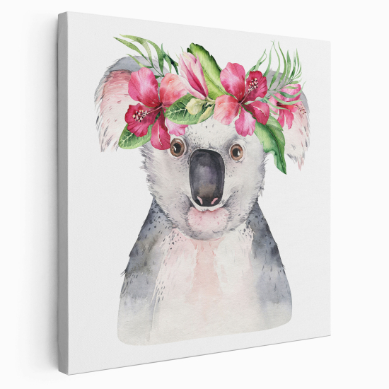 Canvas Print for Kids - Koala Flowers