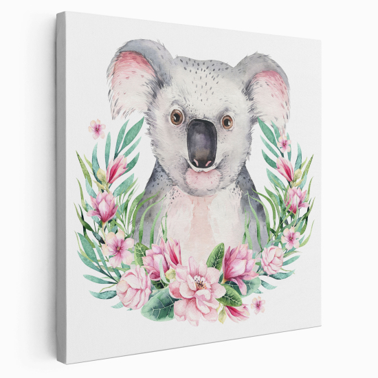 Canvas Print for Kids - Koala Flowers