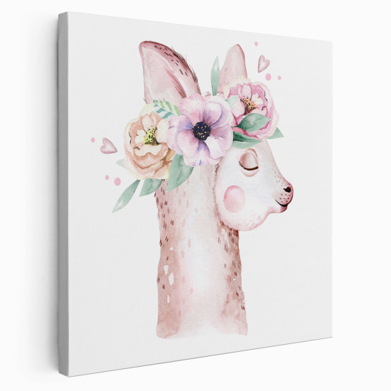 Canvas Print for Kids - Lama Flowers