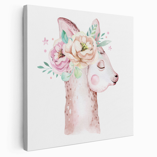 Canvas Print for Kids - Lama Flowers