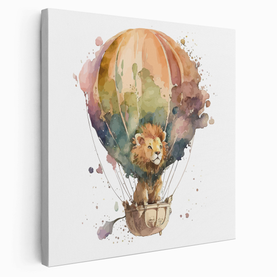 Canvas Print for Kids - Lion Hot Air Balloon