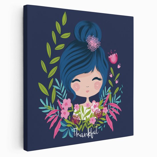 Canvas Print for Kids - Little Girl Flowers