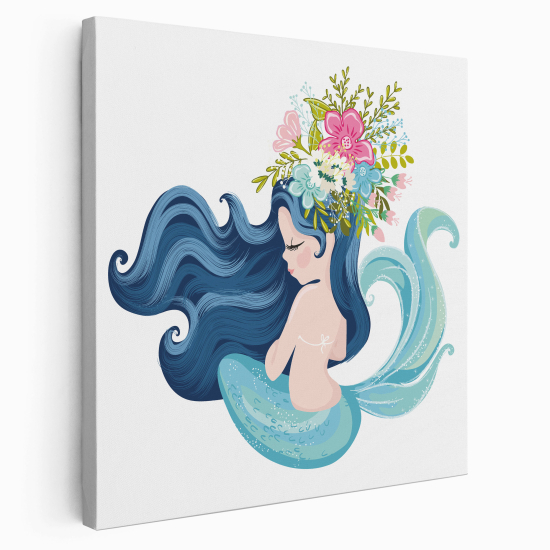 Canvas Print for Kids - Mermaid Flowers