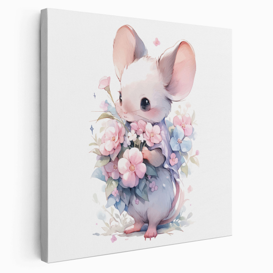 Canvas Print for Kids - Mouse Flowers