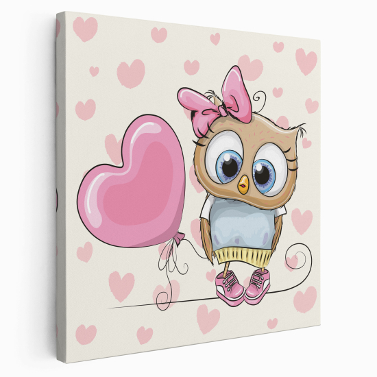 Canvas Print for Kids - Owl hearts