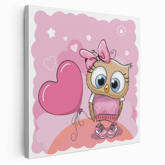 Canvas Print for Kids - Owl hearts