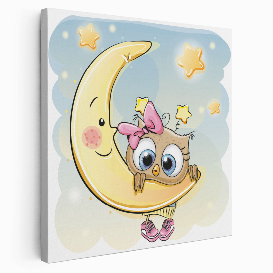 Canvas Print for Kids - Owl on the moon