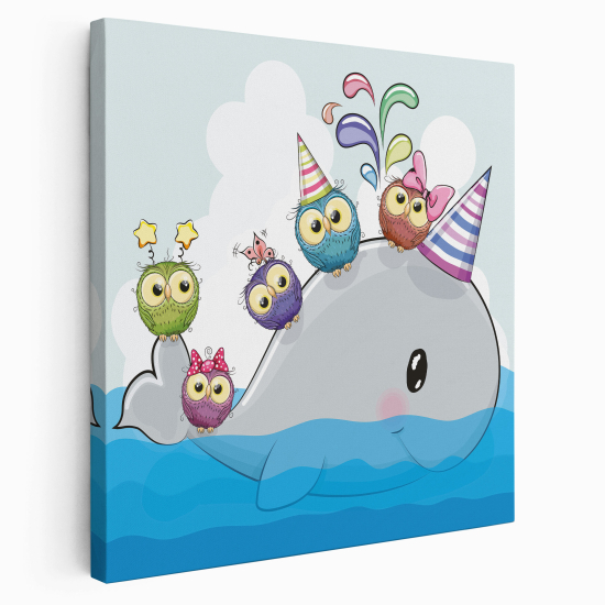 Canvas Print for Kids - Owls on the whale