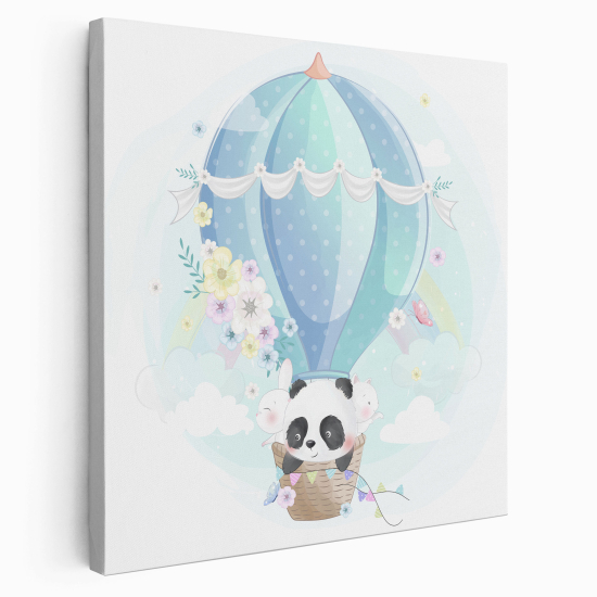 Canvas Print for Kids - Panda hot air balloon