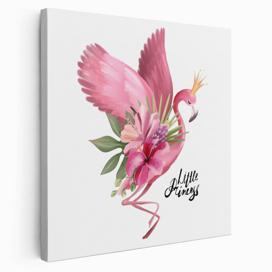 Canvas Print for Kids - Pink Flamingo Flowers