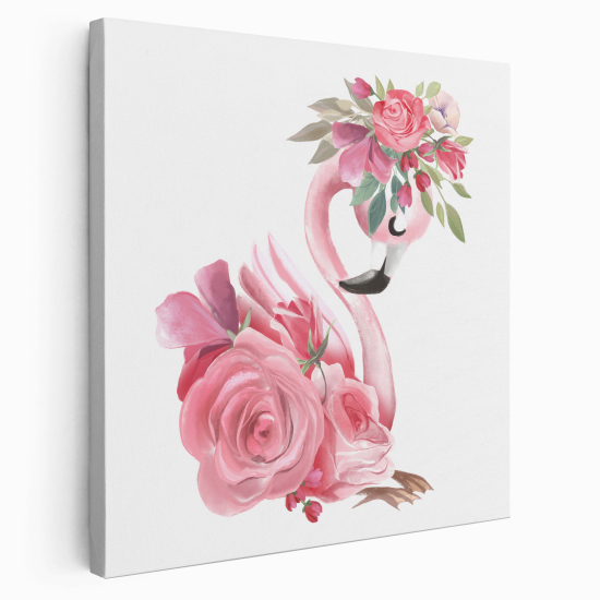 Canvas Print for Kids - Pink Flamingo Flowers