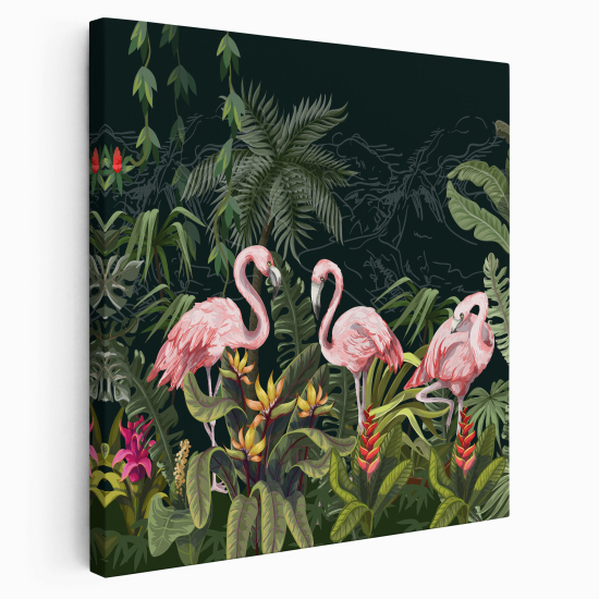 Canvas Print for Kids - Pink flamingos