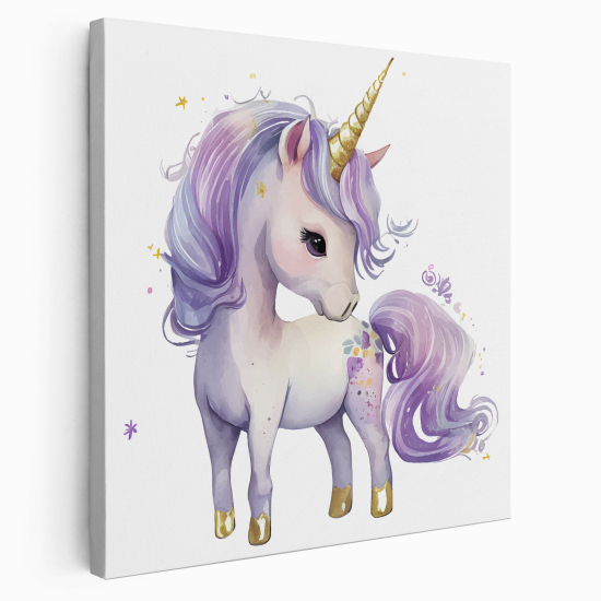 Canvas Print for Kids - Purple Unicorn