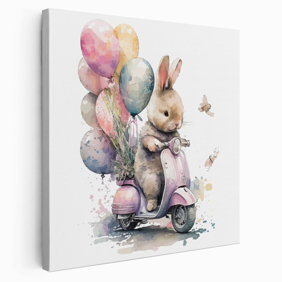 Canvas Print for Kids - Rabbit on a Vespa