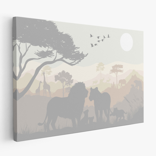 Canvas Print for Kids - Savanna lions