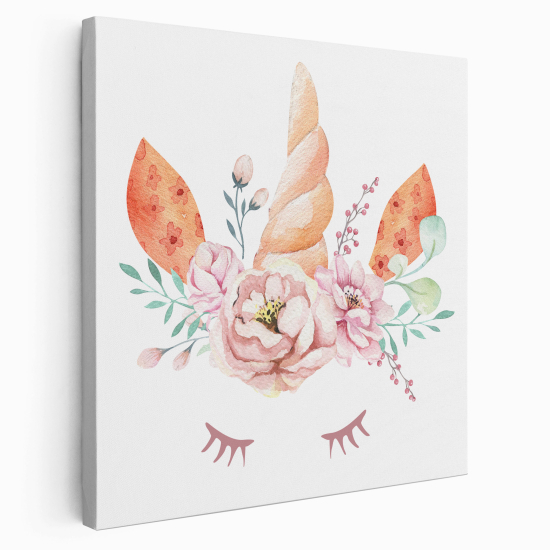 Canvas Print for Kids - Unicorn Flowers