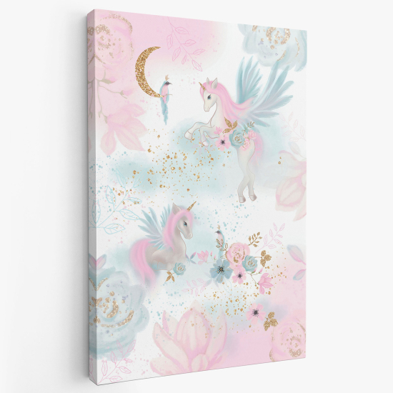 Canvas Print for Kids - Unicorn Flowers