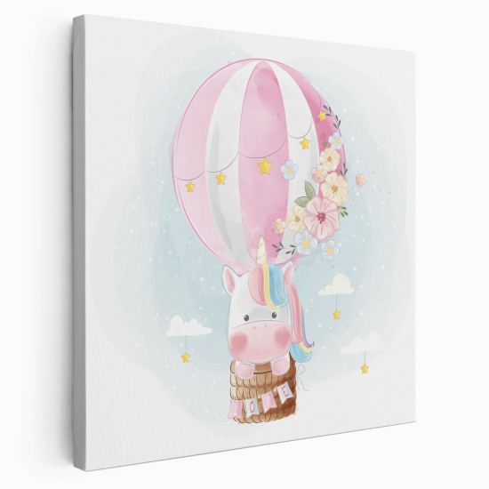 Canvas Print for Kids - Unicorn Hot Air Balloon