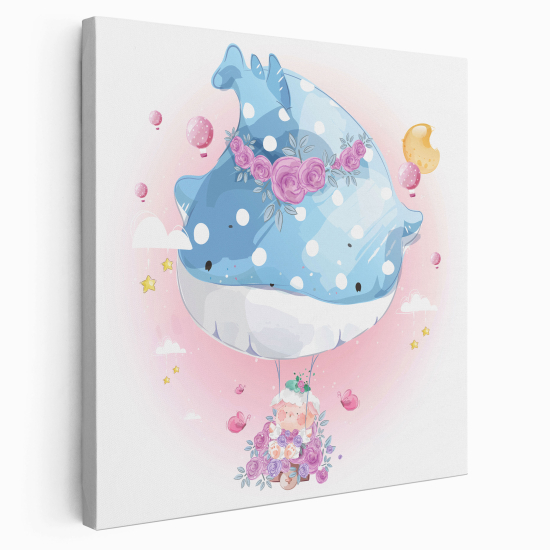 Canvas Print for Kids - Whale Flowers