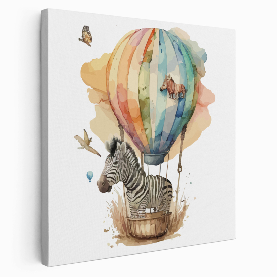 Canvas Print for Kids - Zebra Hot Air Balloon