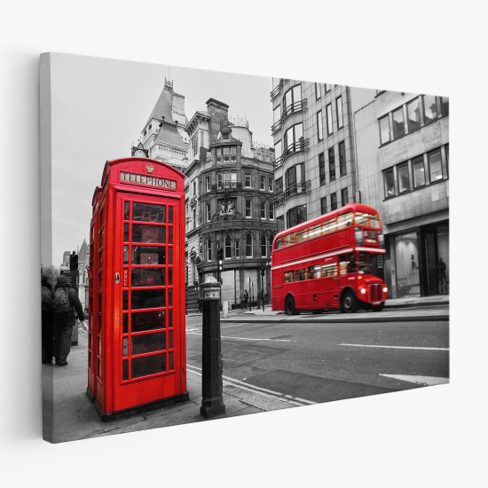 Canvas Print - London cabin and bus