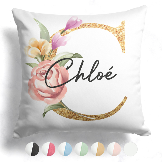 Customized Two-Tone Monogram Pillow - Letter C