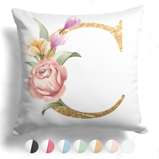 Customized Two-Tone Monogram Pillow - Letter C