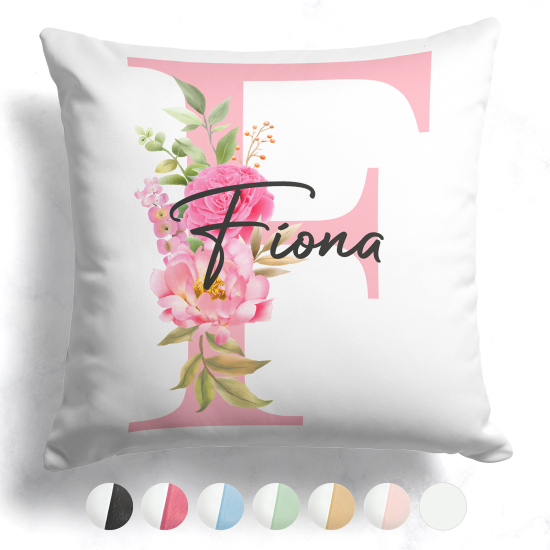 Customized Two-Tone Monogram Pillow - Letter F