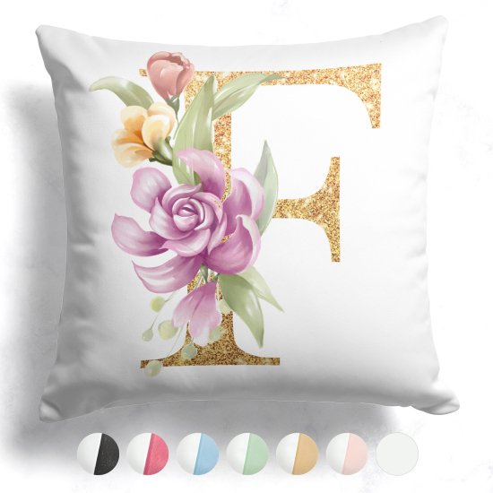 Customized Two-Tone Monogram Pillow - Letter F