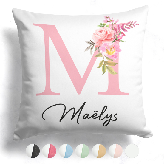 Customized Two-Tone Monogram Pillow - Letter M