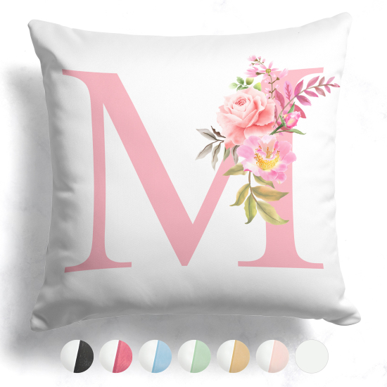 Customized Two-Tone Monogram Pillow - Letter M