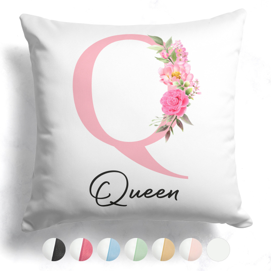 Customized Two-Tone Monogram Pillow - Letter Q