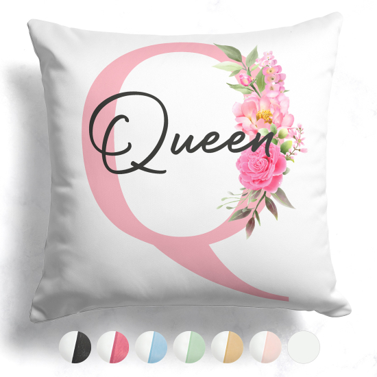 Customized Two-Tone Monogram Pillow - Letter Q