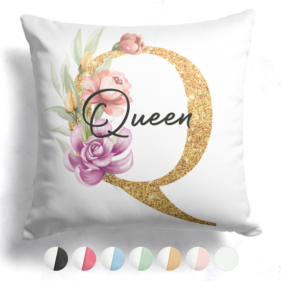 Customized Two-Tone Monogram Pillow - Letter Q