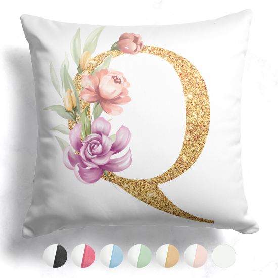 Customized Two-Tone Monogram Pillow - Letter Q