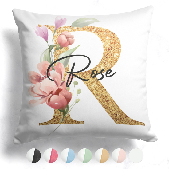 Customized Two-Tone Monogram Pillow - Letter R