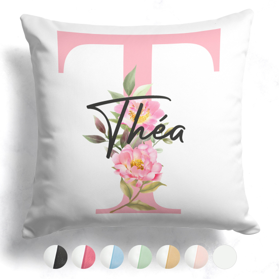 Customized Two-Tone Monogram Pillow - Letter T