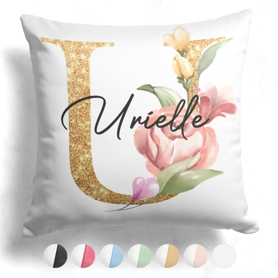 Customized Two-Tone Monogram Pillow - Letter U