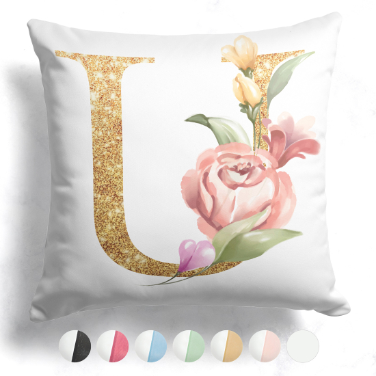 Customized Two-Tone Monogram Pillow - Letter U