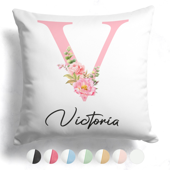 Customized Two-Tone Monogram Pillow - Letter V