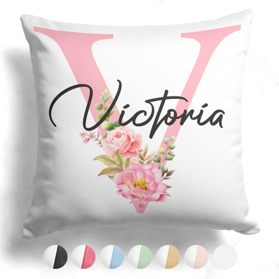 Customized Two-Tone Monogram Pillow - Letter V