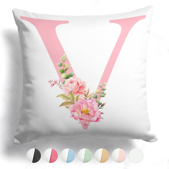 Customized Two-Tone Monogram Pillow - Letter V