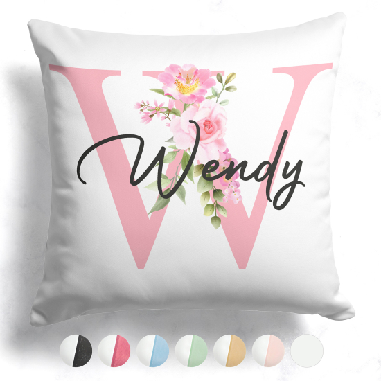 Customized Two-Tone Monogram Pillow - Letter W