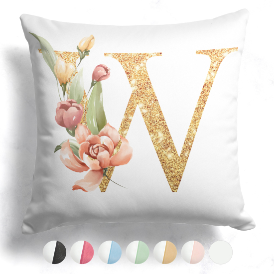 Customized Two-Tone Monogram Pillow - Letter W