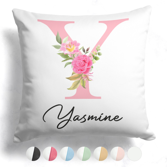 Customized Two-Tone Monogram Pillow - Letter Y