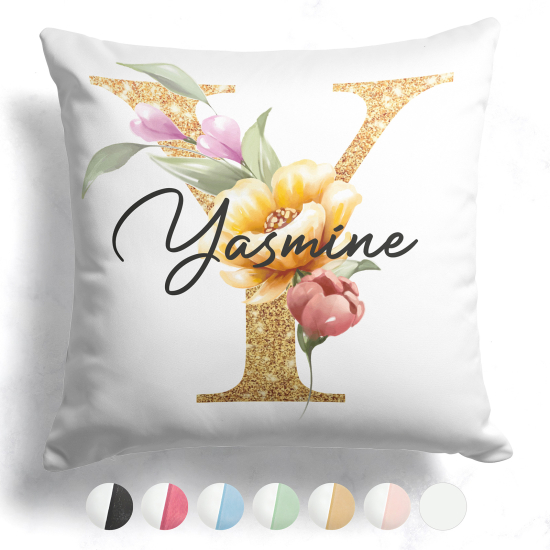 Customized Two-Tone Monogram Pillow - Letter Y