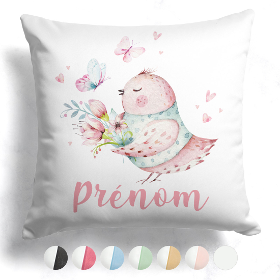 Customized two-tone Pillow - Bird flowers