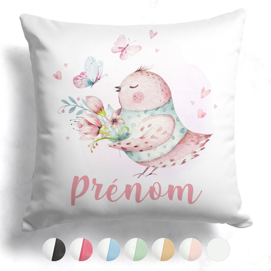 Customized two-tone Pillow - Bird flowers