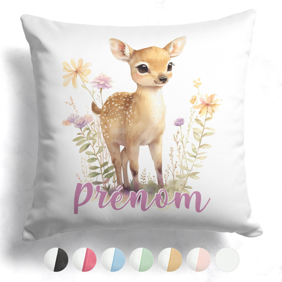 Customized two-tone Pillow - Fawn flowers