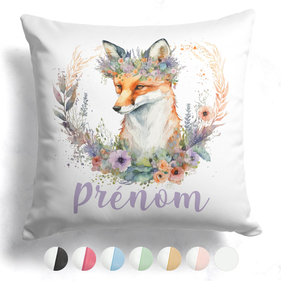 Customized two-tone Pillow - Fox flowers